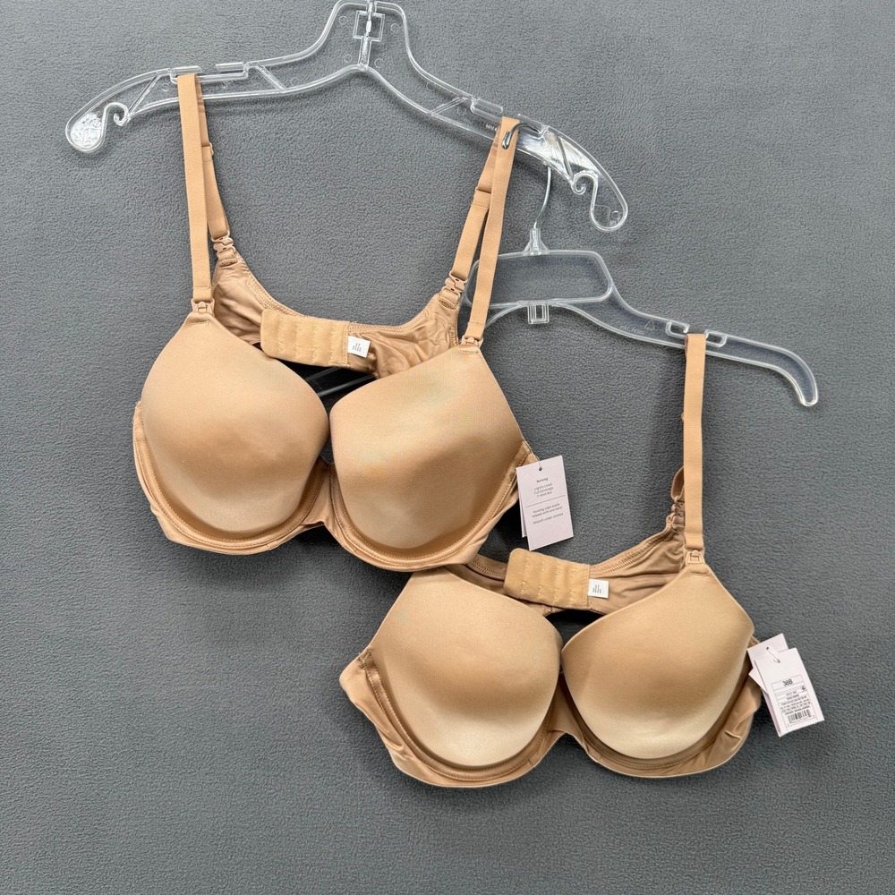 Auden Women 2 Pack Nursing Full Coverage T-Shirt Bra Beige 38B 023013647